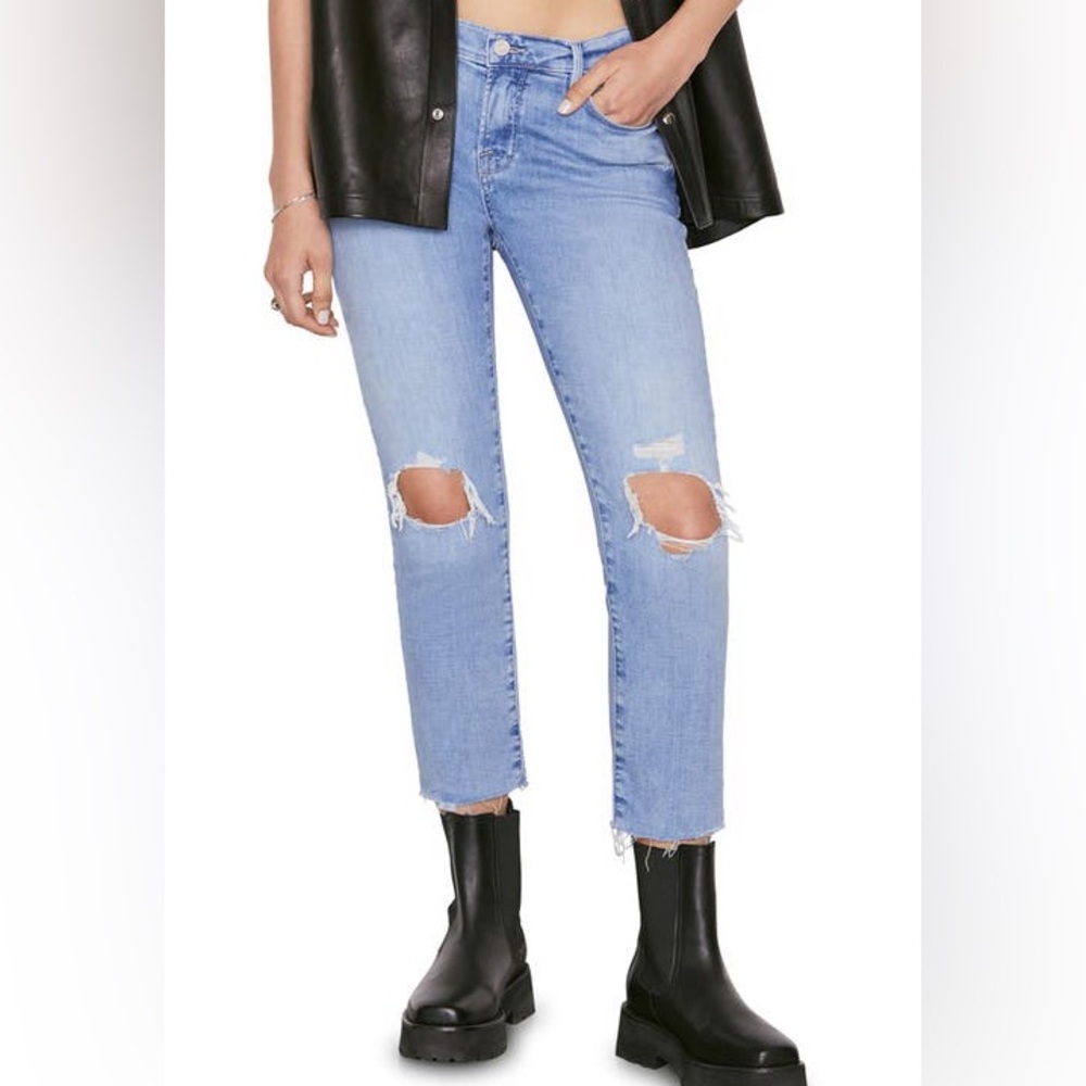 NWT Frame Denim Le Garçon Crop in Cenu Rips